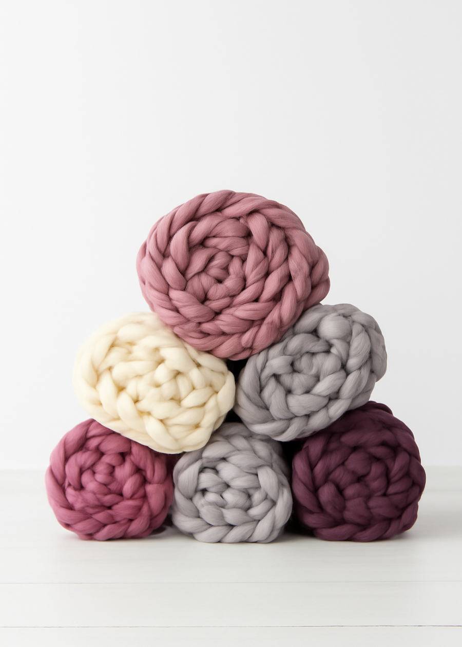 Wool Hand Knit Chunky Blanket