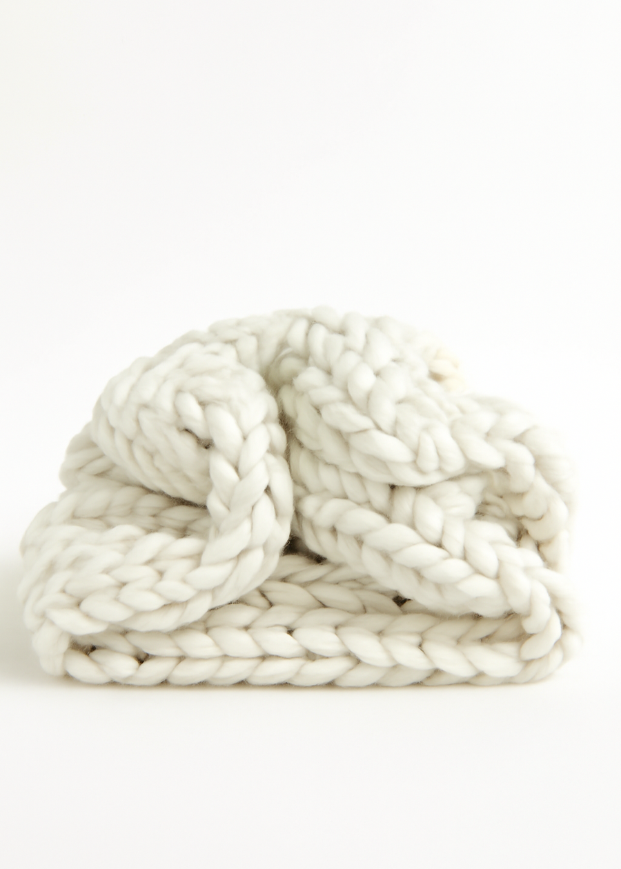 Wool Hand Knit Chunky Blanket