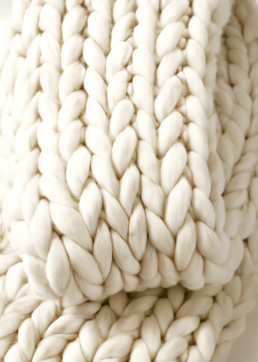 Wool Hand Knit Chunky Scarf