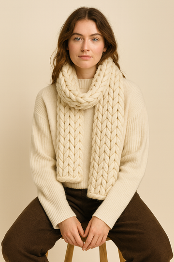 Wool Hand Knit Chunky Scarf