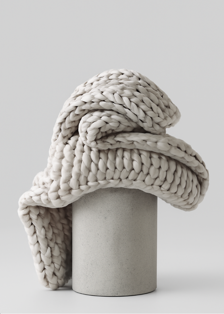 Wool Hand Knit Chunky Blanket