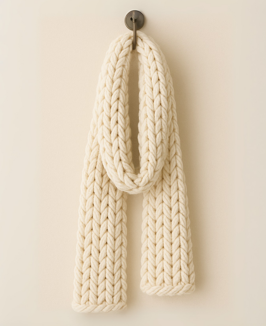 Wool Hand Knit Chunky Scarf