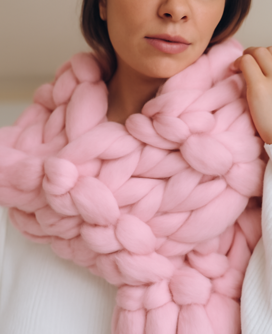 Wool Hand Knit Chunky Scarf